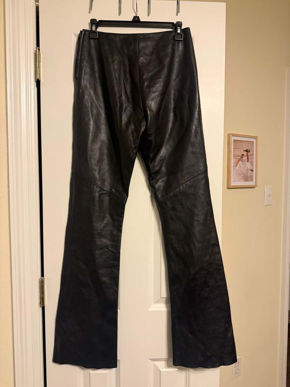 Danier Genuine Leather Black Mid-Rise Straight Leg Pants